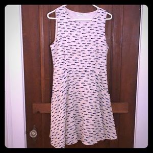 Fish print fit and flare dress